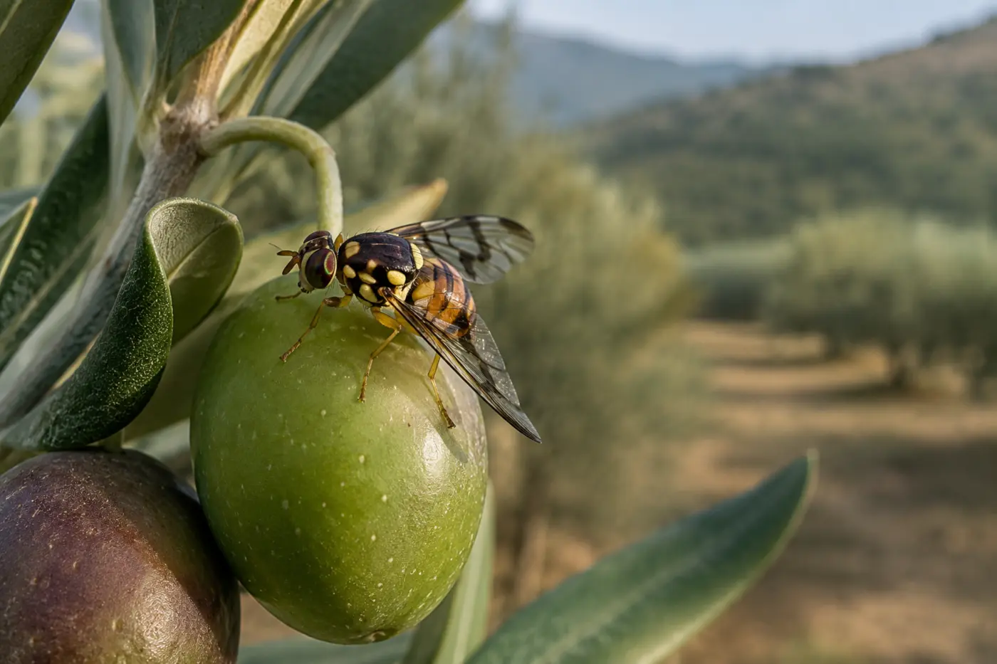 Mosca del olivo (Bactrocera oleae) en olivar
